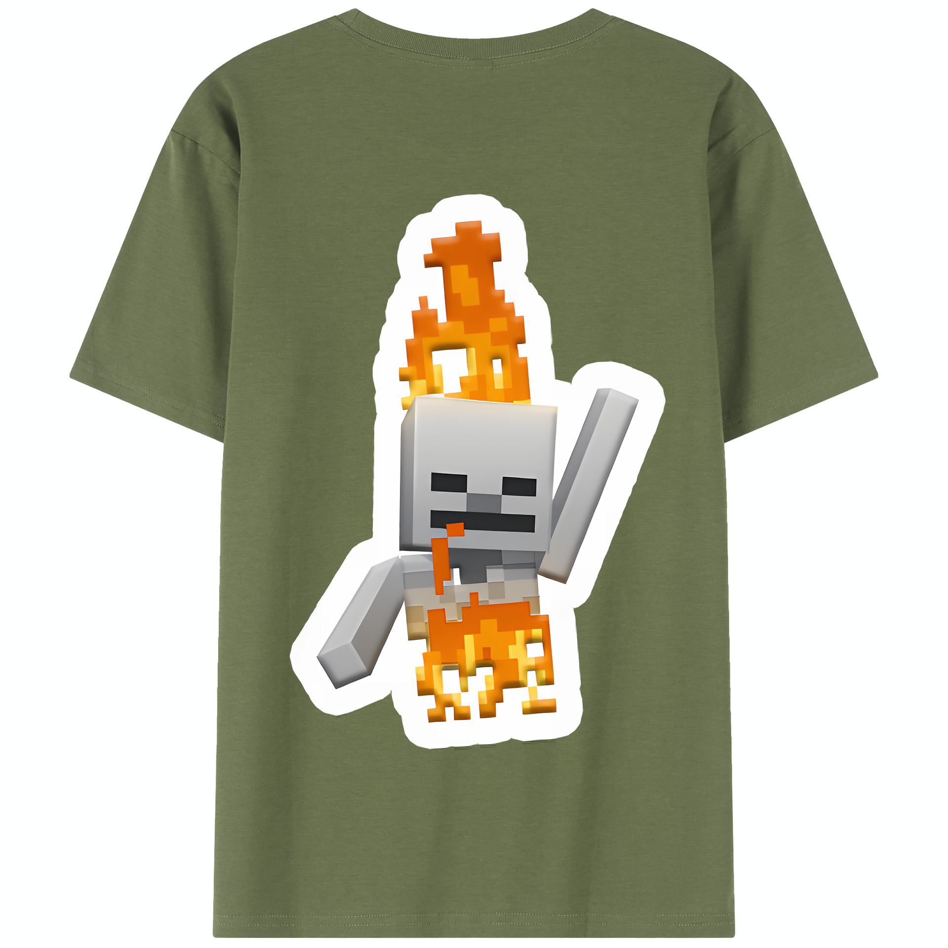（画像用） マインクラフト ブロックの世界 Minecraft MC Block world 綿100％半袖Tシャツ（背面プリント）